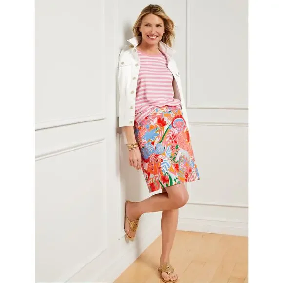 Talbots | GORGEOUS Colorful Canvas A-Line Skirt in Marvelous Floral - Picture 2 of 16